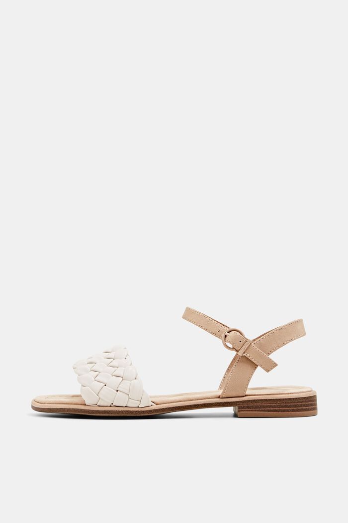 Sandals with braided straps, OFF WHITE, overview