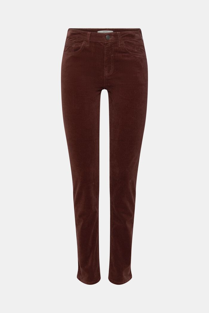 Mid-rise corduroy trousers, RUST BROWN, overview