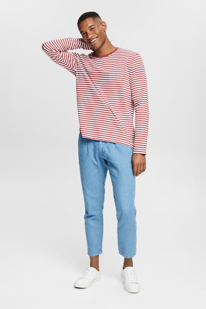 Long sleeve top with a striped pattern, TERRACOTTA, detail image number 1