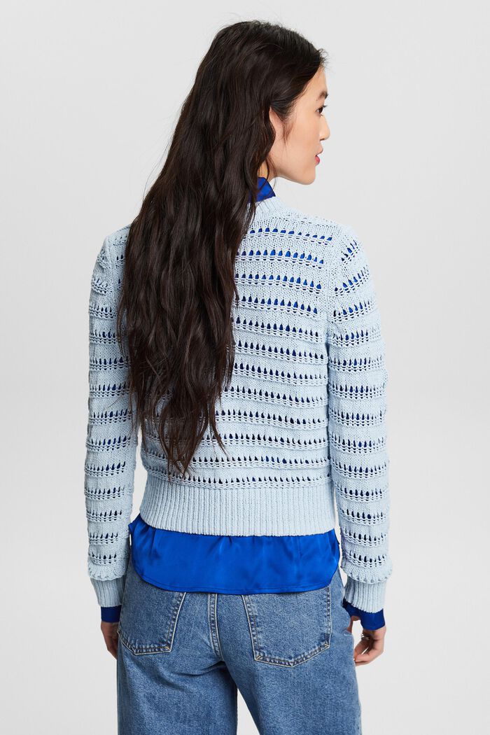 Open-Knit Sweater, LIGHT BLUE, detail image number 2