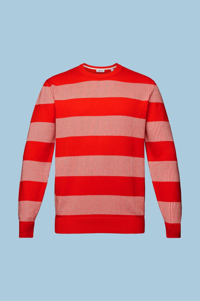Striped Rib-Knit Sweater, RED, detail image number 6