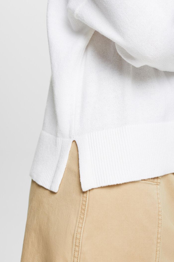Cotton-Linen Sweater, WHITE, detail image number 3