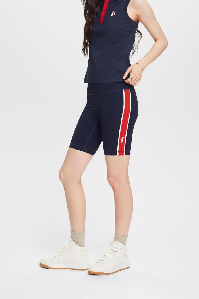 Striped Bike Shorts, NAVY, detail image number 0