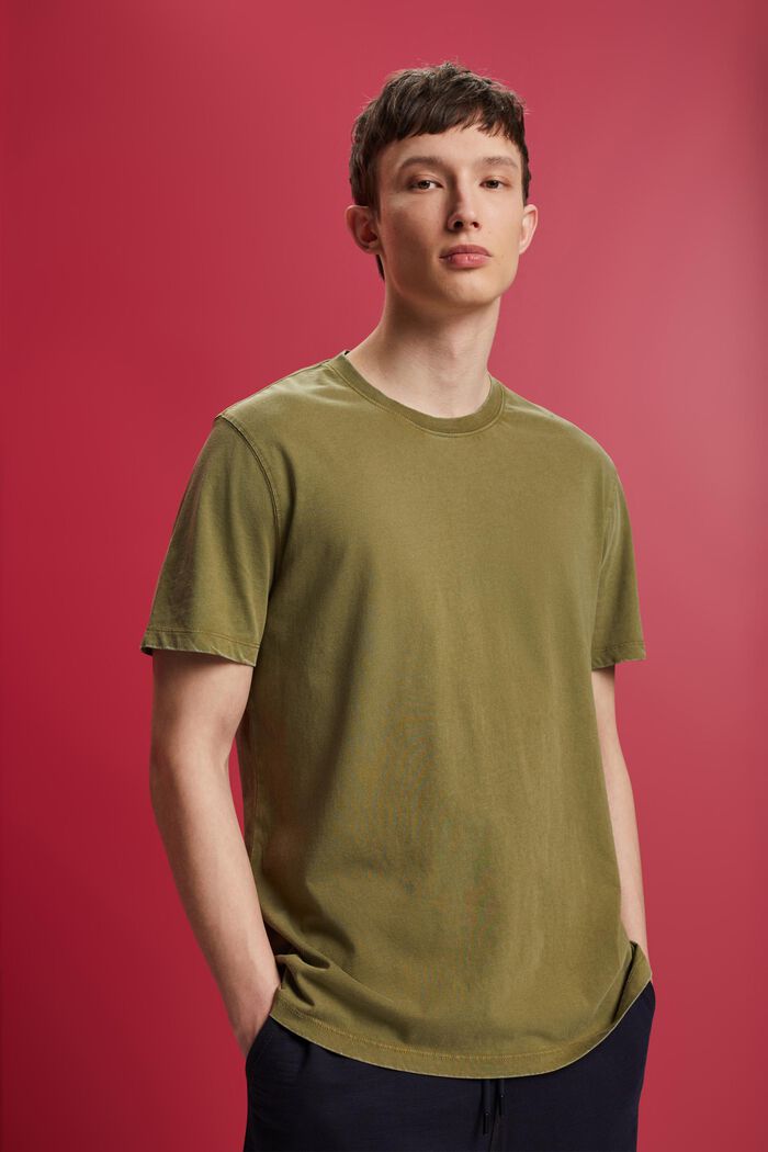 Garment-dyed jersey t-shirt, 100% cotton, OLIVE, detail image number 0