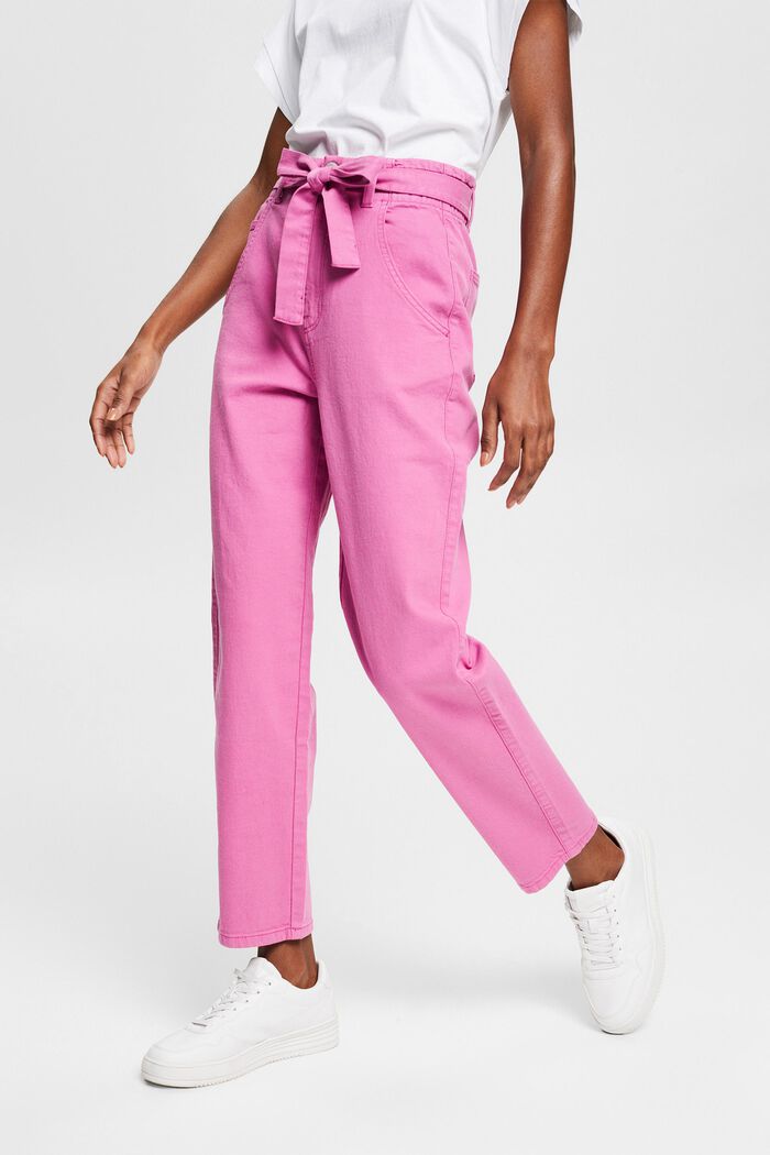 Containing hemp: trousers with a tie-around belt, PINK FUCHSIA, detail image number 0