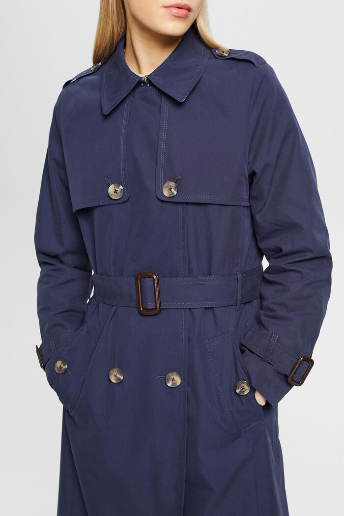 Double-breasted trench coat with belt, NAVY, detail image number 2