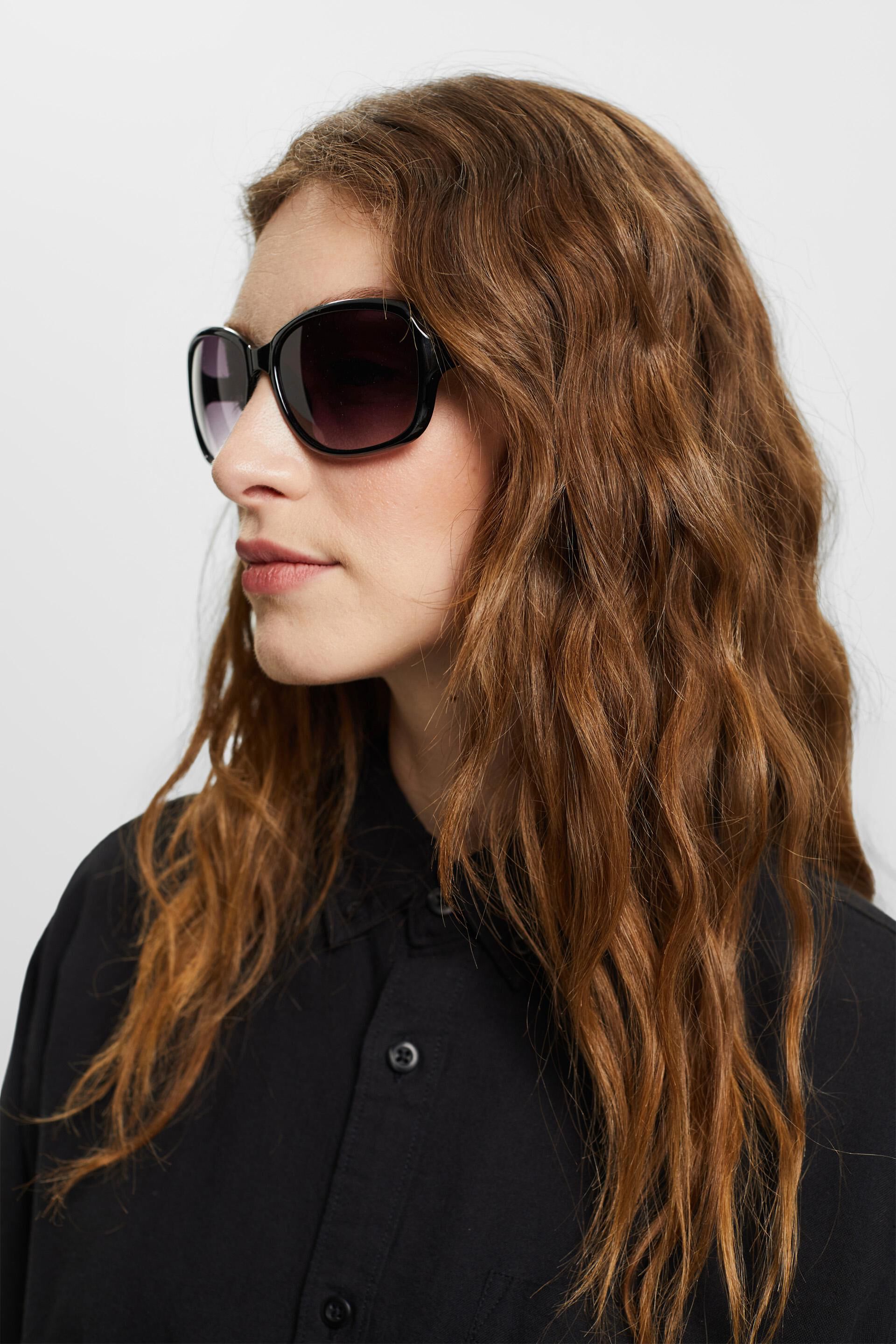 Black Sunglasses Women Square Flat Top Oversized Vintage Retro big fra –  Jollynova