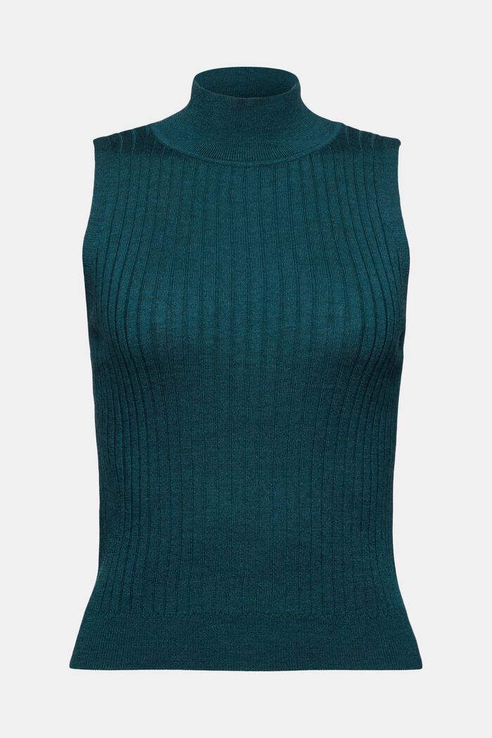 Super Fine Merino Wool Sleeveless Sweater, EMERALD GREEN, detail image number 6