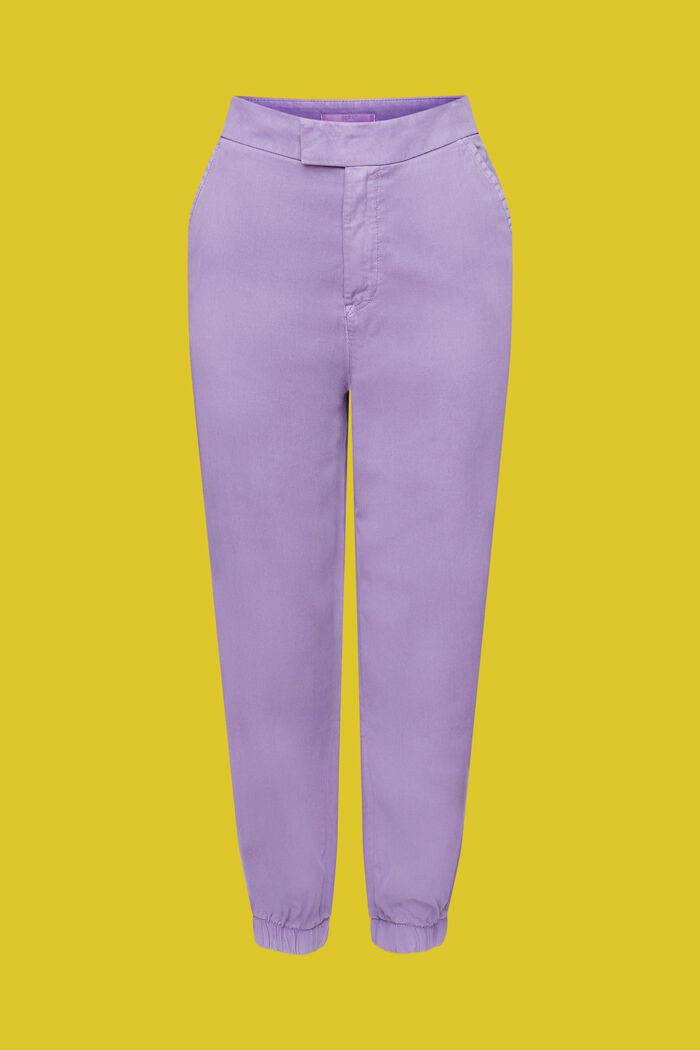 High-rise sporty twill trousers, PURPLE, detail image number 6