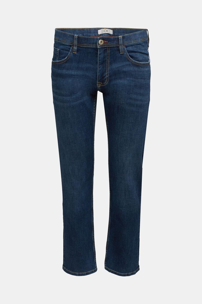 Basic jeans with organic cotton, BLUE DARK WASHED, overview