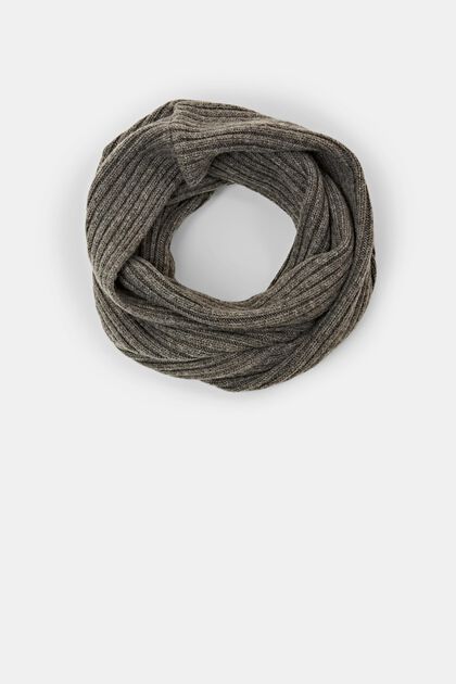 Rib-knit tube scarf, wool blend