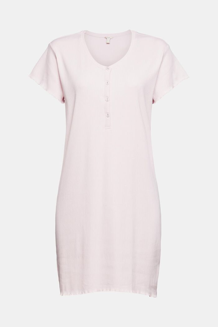 Nightshirt made of ribbed jersey, PASTEL PINK, overview