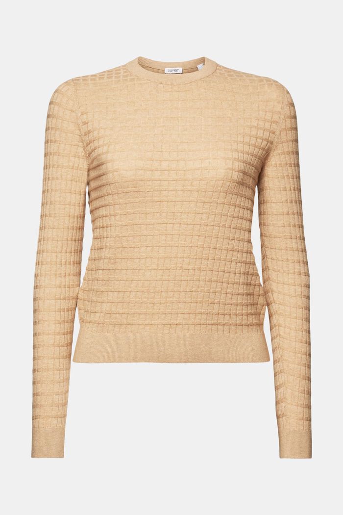 Structured Knit Sweater, BEIGE, detail image number 6