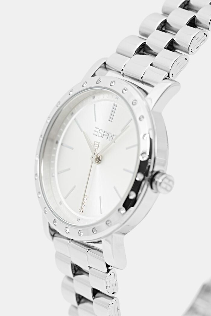 Stainless-steel watch and bracelet set, SILVER, detail image number 1
