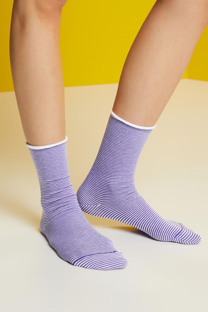 2-pack of striped socks, organic cotton, LILAC, detail image number 1