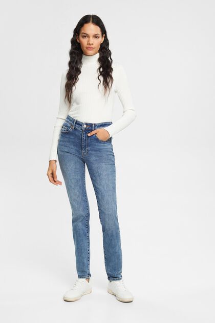 High rise skinny jeans with stonewashed effect