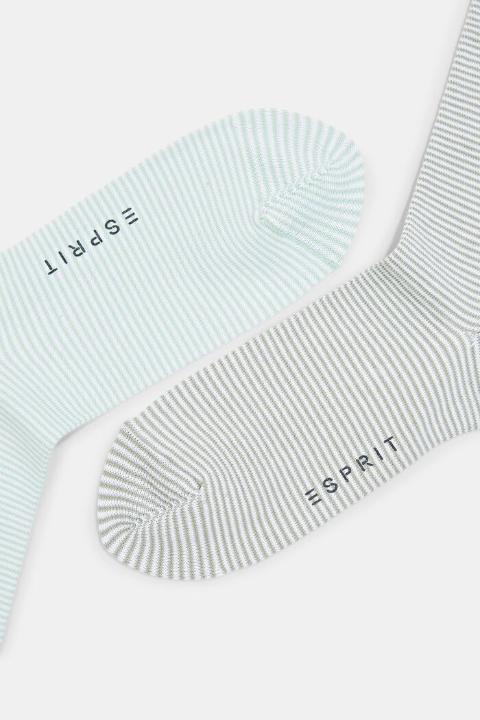 Striped socks with rolled cuffs, organic cotton, MINT/GREY, detail image number 1