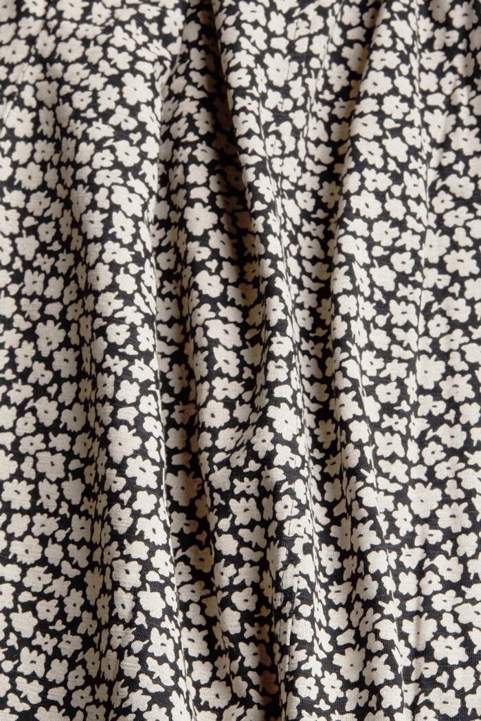 T-shirt with a mille-fleurs print, organic cotton blend, BLACK, detail image number 4