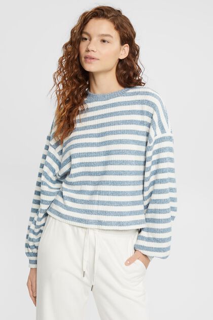 Striped sweater, PETROL BLUE, overview