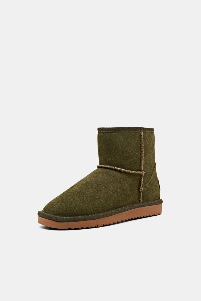 Suede Faux Fur Lined Boots, KHAKI GREEN, detail image number 2