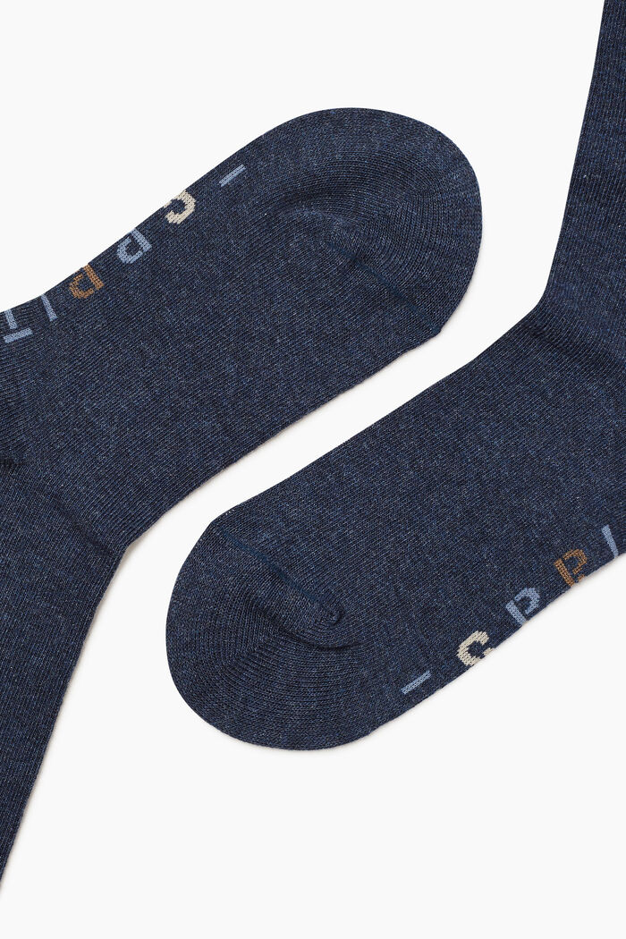 Double pack of knee-high socks with a logo, PETROL BLUE, detail image number 1