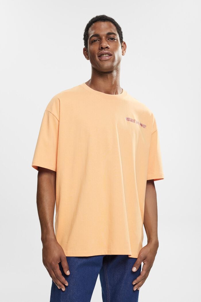 Oversized T-shirt with a logo print, PEACH, detail image number 0