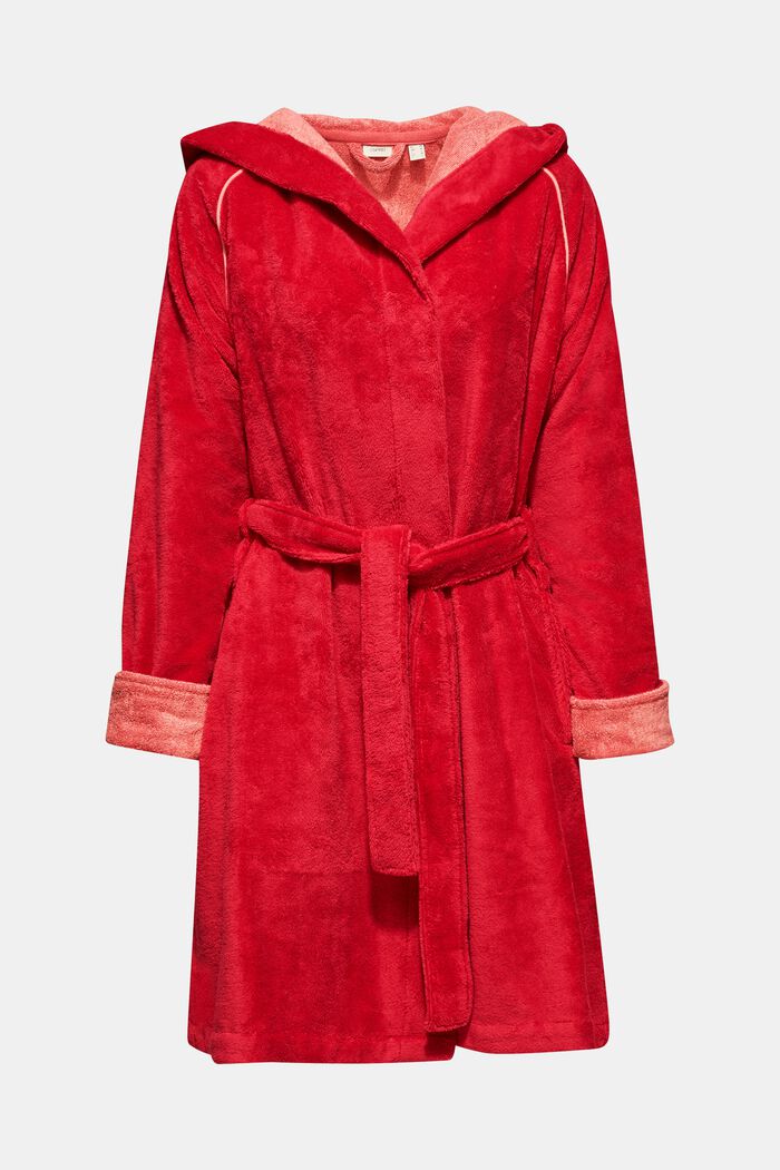 Terry cloth bathrobe with hood, RASPBERRY, detail image number 0