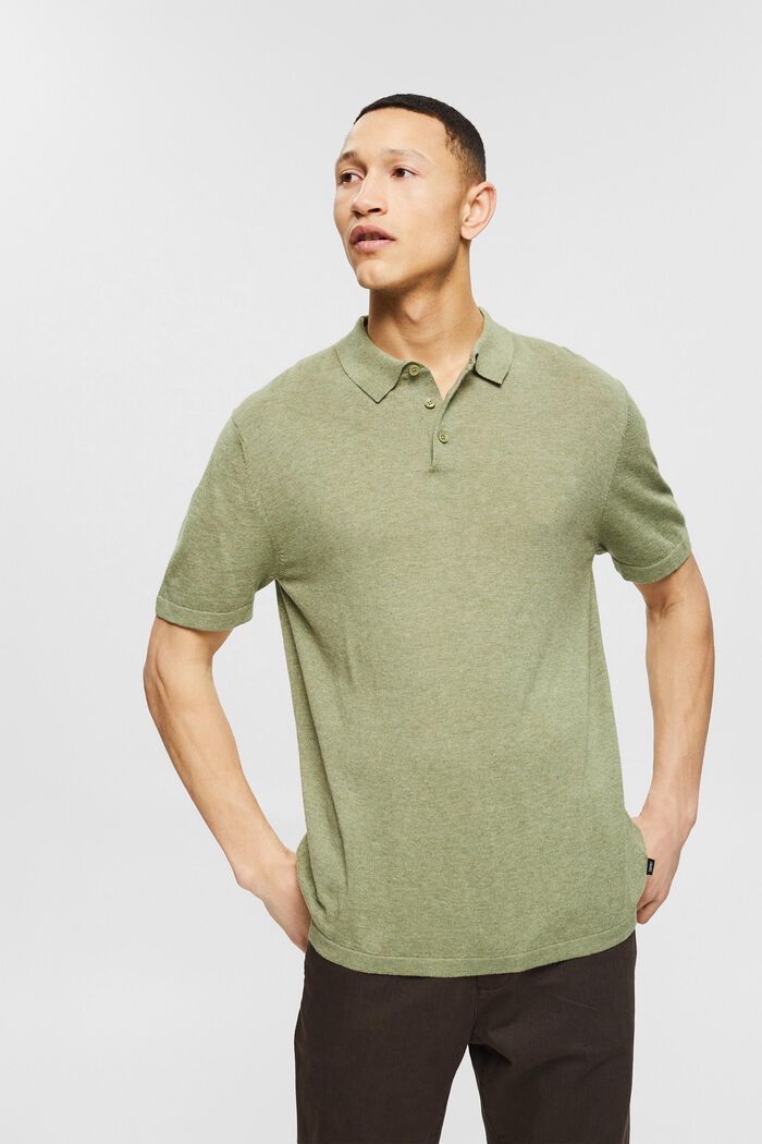 Containing TENCEL™: polo shirt in a knit look, LIGHT KHAKI, detail image number 0