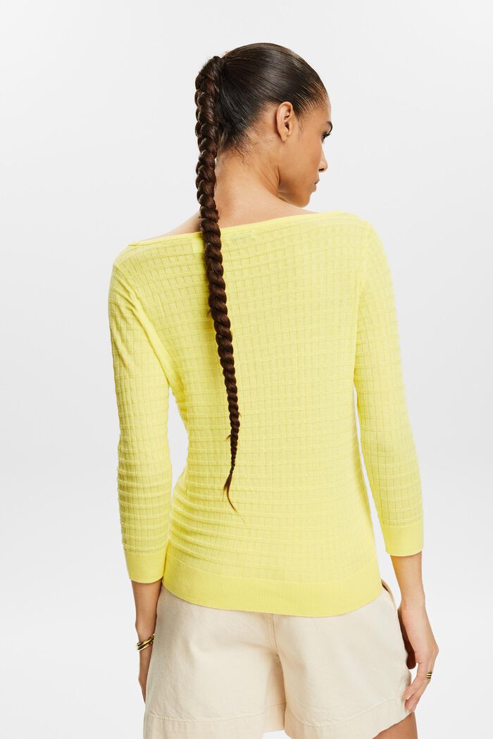 Structured Knit Sweater, PASTEL YELLOW, detail image number 2
