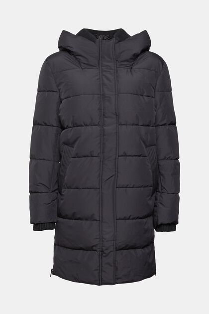 Quilted coat with rib knit details