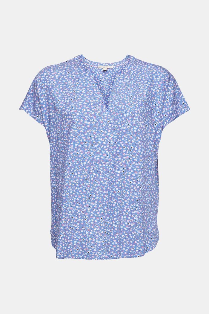 Blouse with a floral pattern, LENZING™ ECOVERO™, LIGHT BLUE LAVENDER, overview