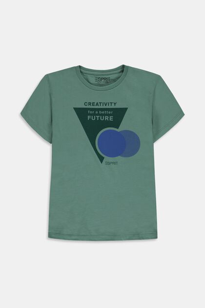 T-shirt with print, DUSTY GREEN, overview
