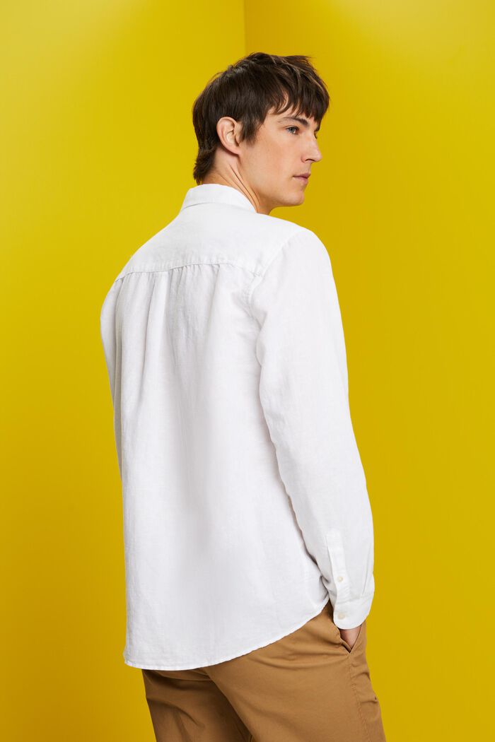 ESPRIT - Cotton and linen blended button-down shirt at our online shop