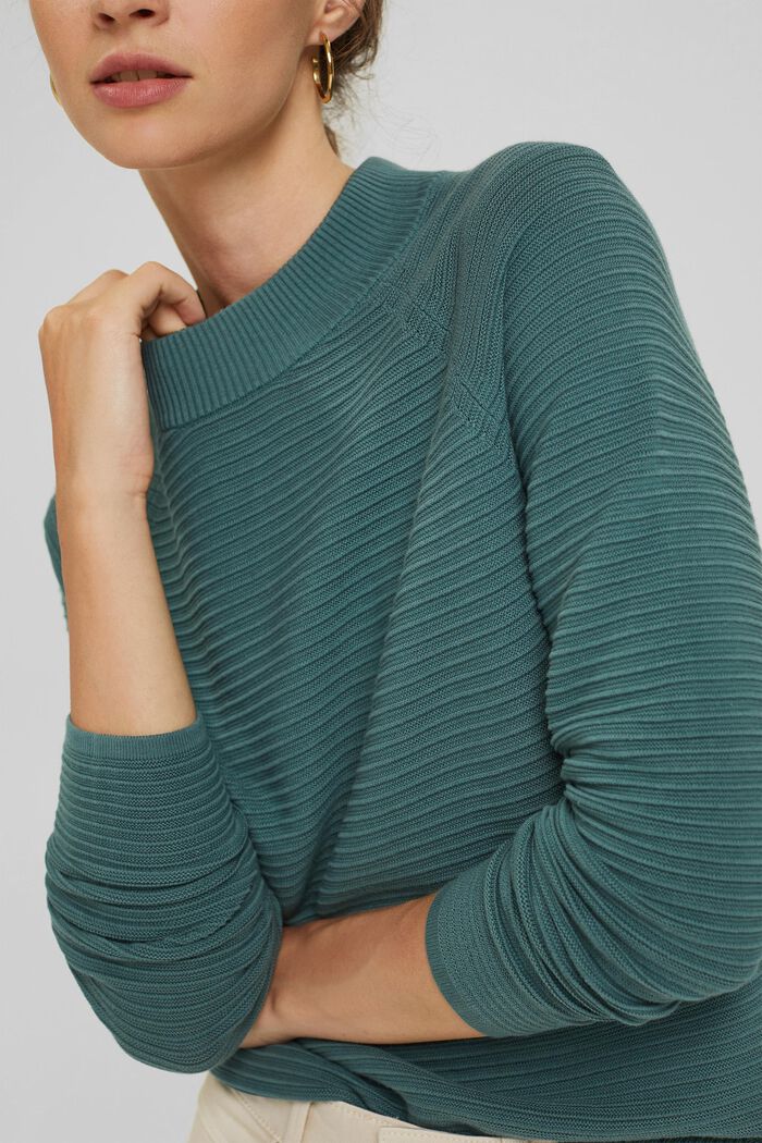 Jumper with a ribbed texture, organic cotton