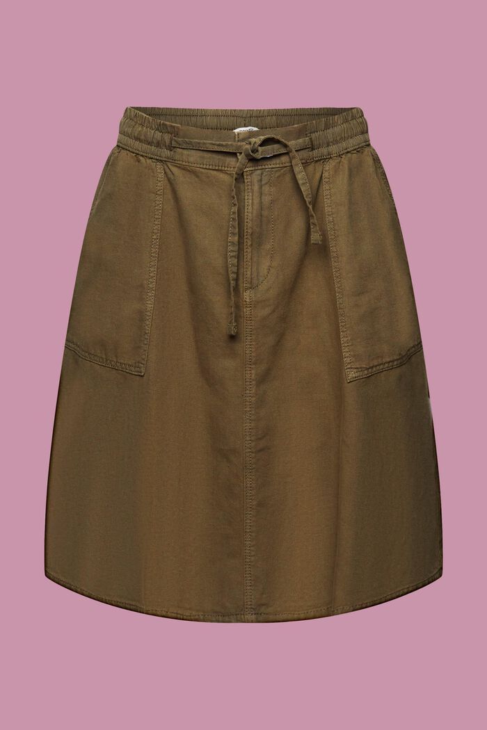 Mini skirt with elasticated waistband, KHAKI GREEN, detail image number 7