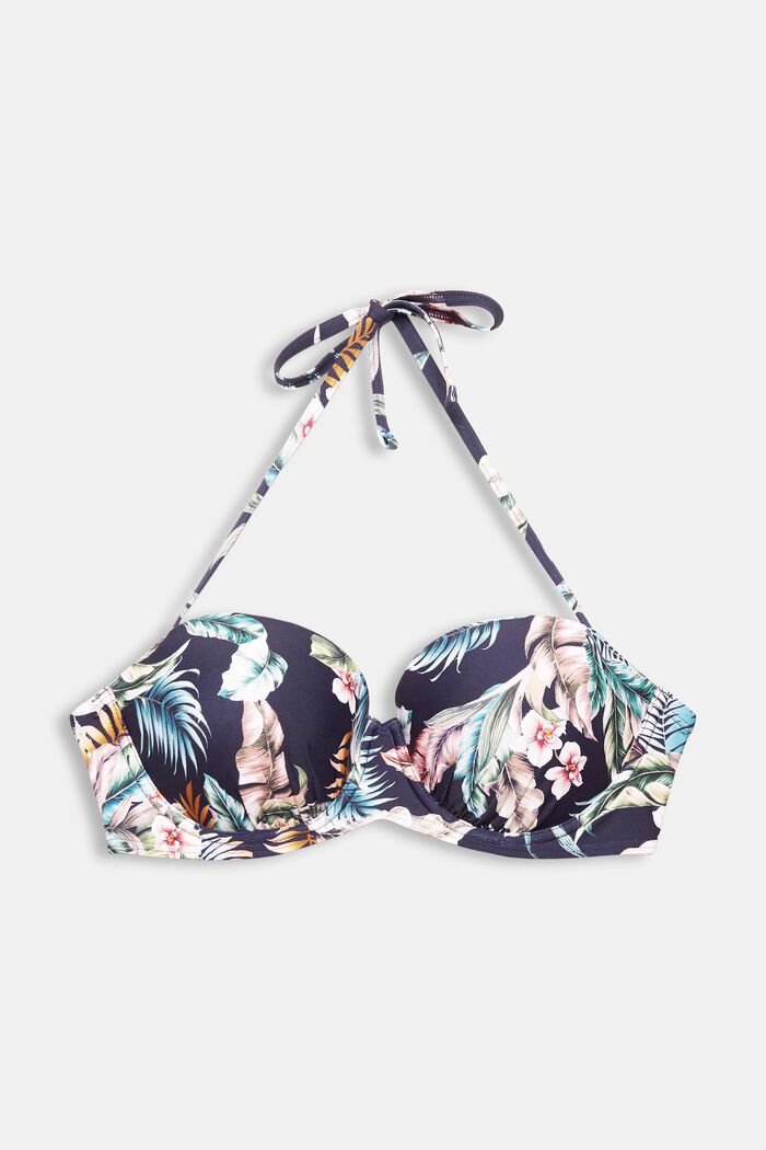 Made of recycled material: underwire bikini top with a floral print