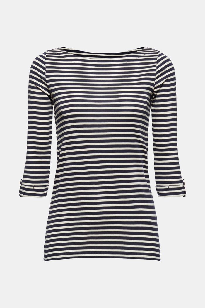 Striped long sleeve top made of 100% organic cotton, NAVY, detail image number 0