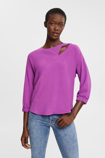 Blouse with cut-out, VIOLET, overview