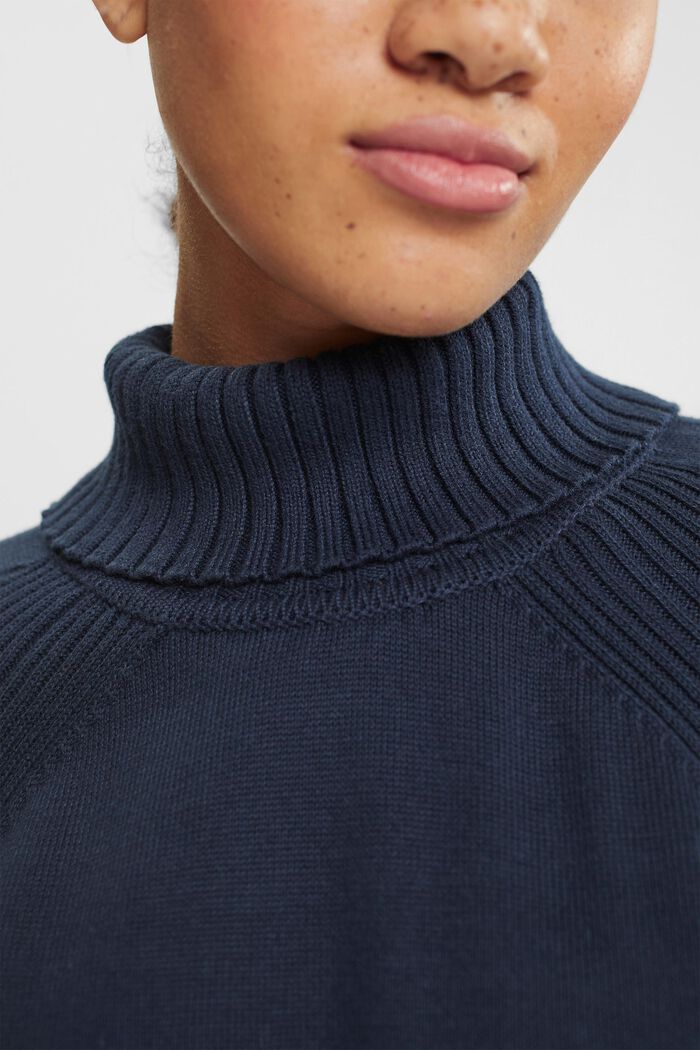 Polo neck jumper, 100% cotton, NAVY, detail image number 0