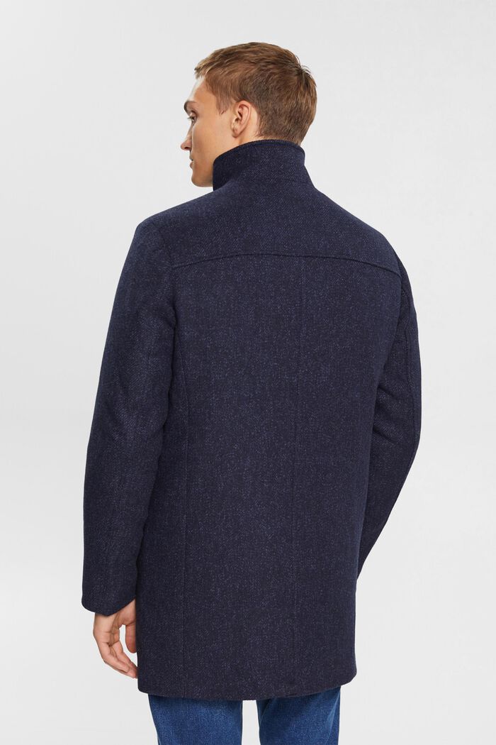 Padded wool blend coat with detachable lining, DARK BLUE, detail image number 3
