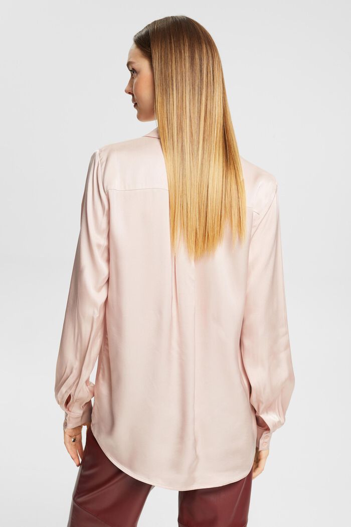 Satin blouse with lapel collar, LENZING™ ECOVERO™, NUDE, detail image number 3