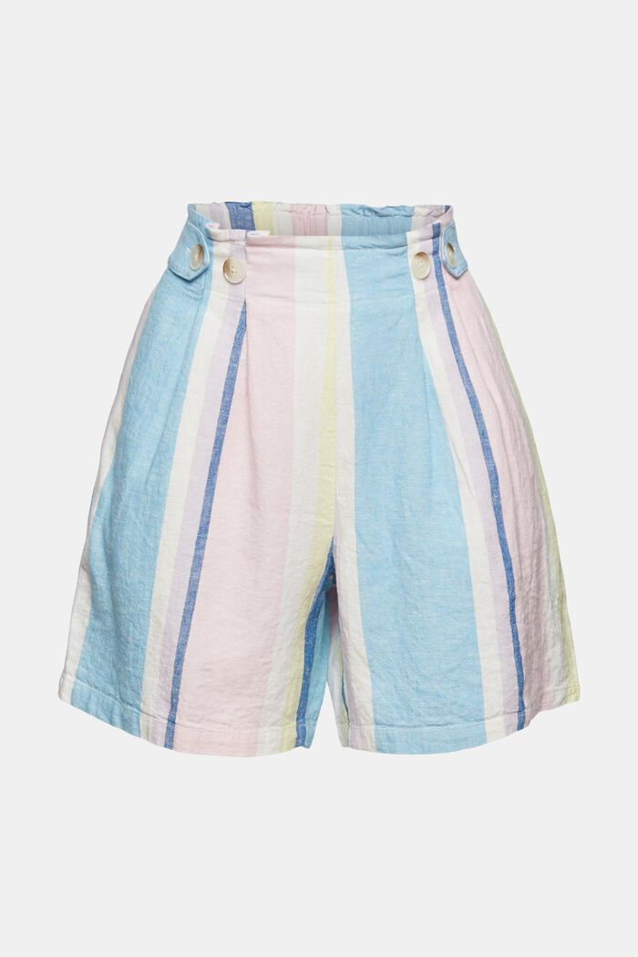 Striped shorts in blended linen