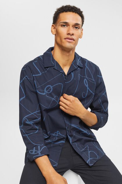 Shirt with a pattern, NAVY, overview