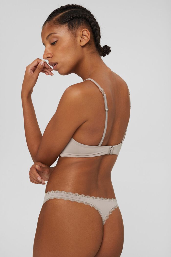 Recycled: unpadded, non-wired soft bra, LIGHT TAUPE, detail image number 1