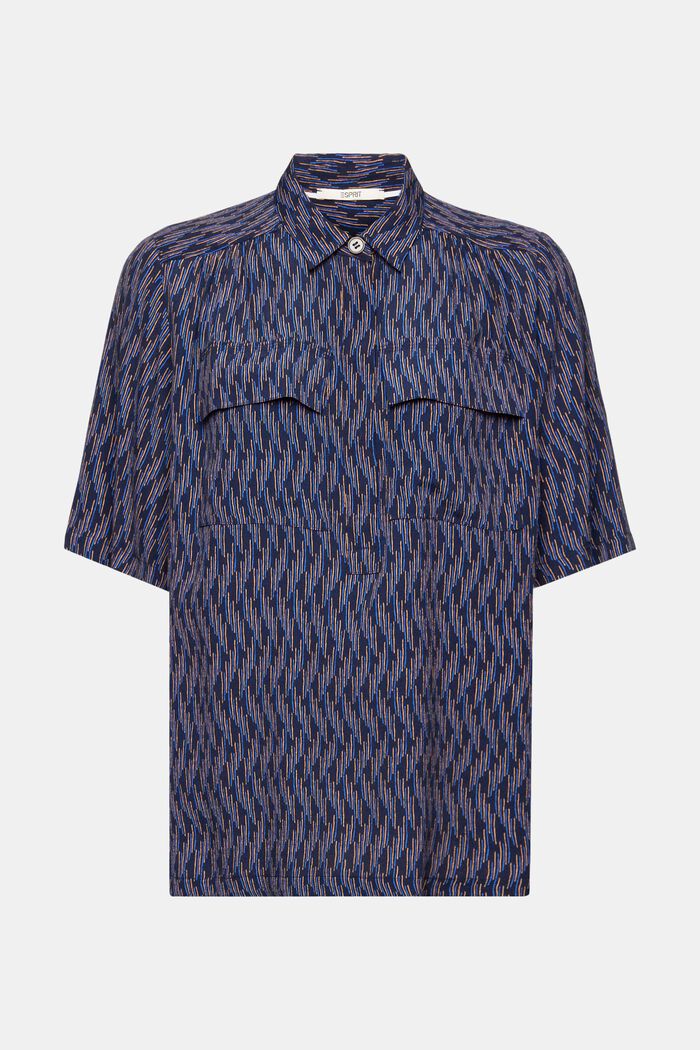 Crêpe blouse with all-over pattern, NAVY, detail image number 6