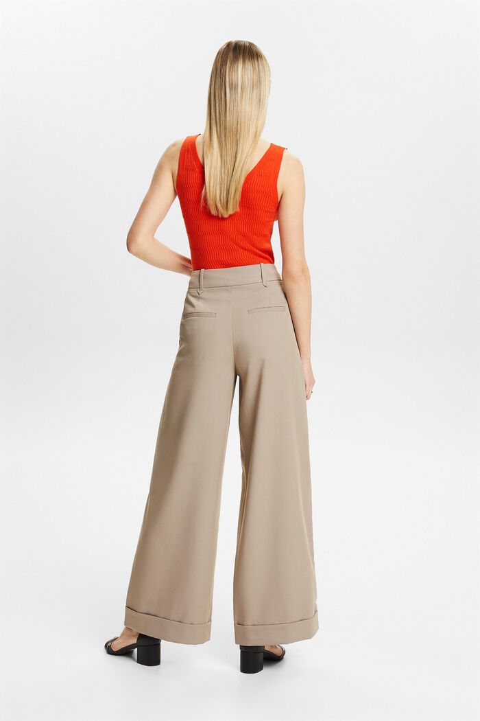 Twill Wide Leg Pants, LIGHT TAUPE, detail image number 3