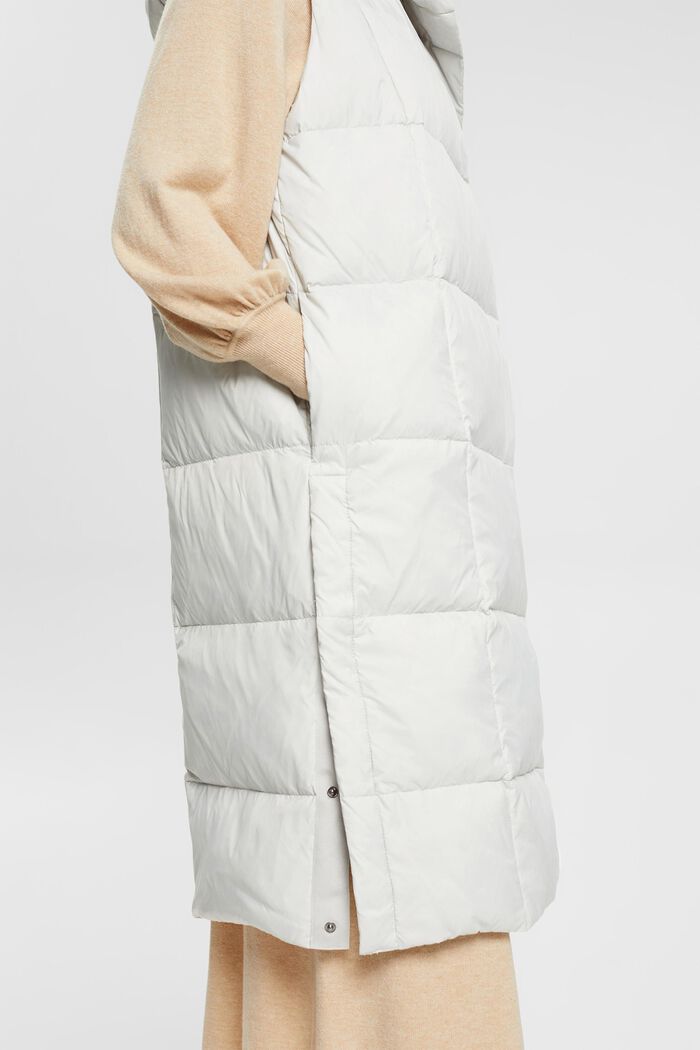 Longline quilted body warmer with recycled down, PASTEL GREY, detail image number 4