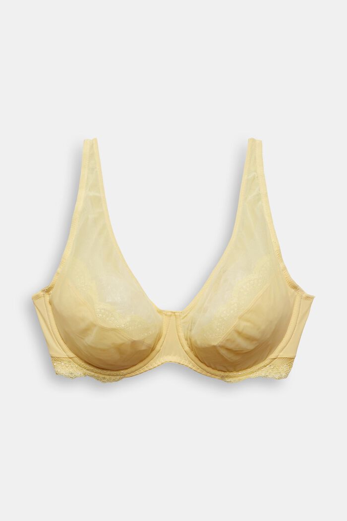Unpadded, underwire bra with lace details, LIGHT YELLOW, detail image number 5