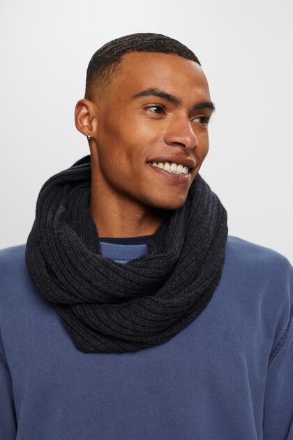 Rib-knit tube scarf, wool blend