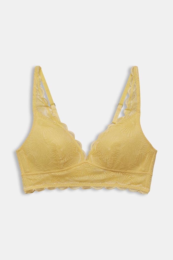 Padded bra with patterned lace, LIGHT YELLOW, detail image number 1